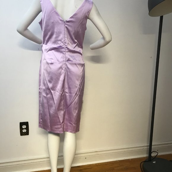 Le Chateau Stretchy Satin Lilac Lavender Bodycon Cocktail Wedding Formal dress - Picture 6 of 9